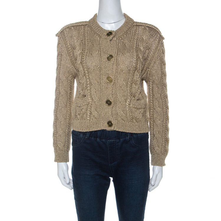 gold cropped cardigan