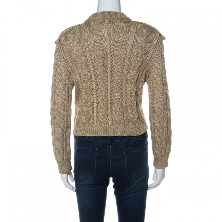 gold cropped cardigan