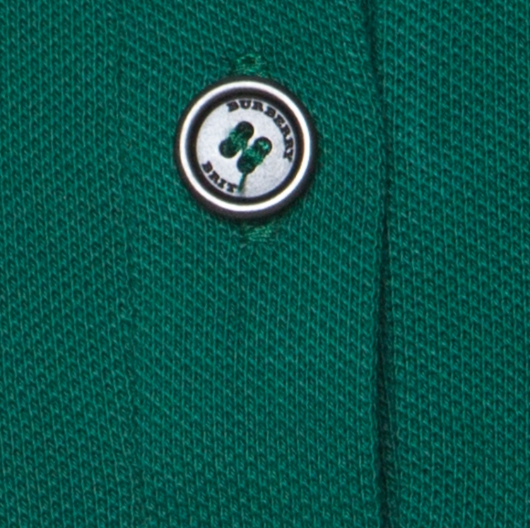 مملوكة مسبقًا Burberry Brit Green Honeycomb Knit Novacheck Collar Detail Polo T-Shirt M