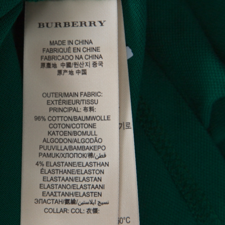مملوكة مسبقً�ا Burberry Brit Green Honeycomb Knit Novacheck Collar Detail Polo T-Shirt M