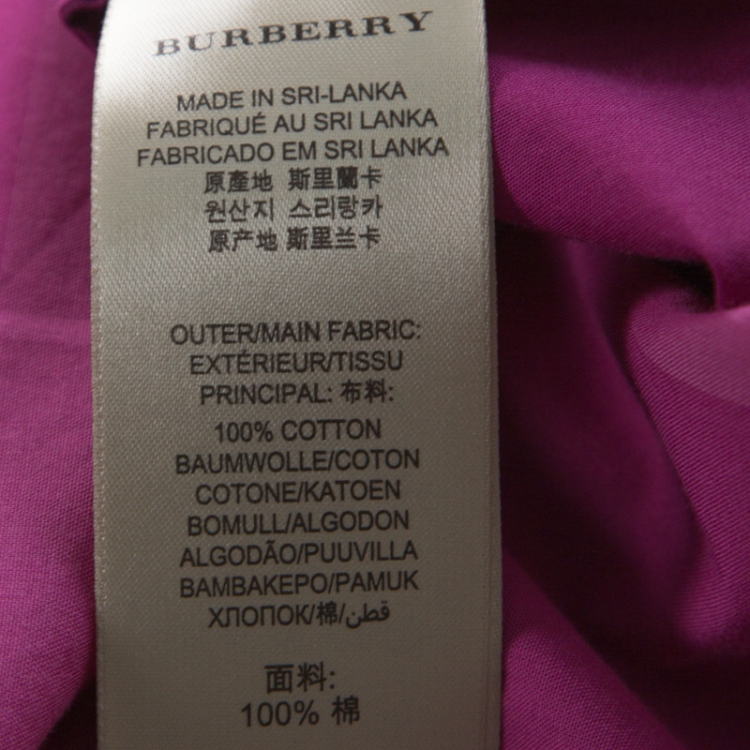 Pre Owned Burberry Fuchsia Pink Nova Check Cotton Half Placket Front Button Shirt S