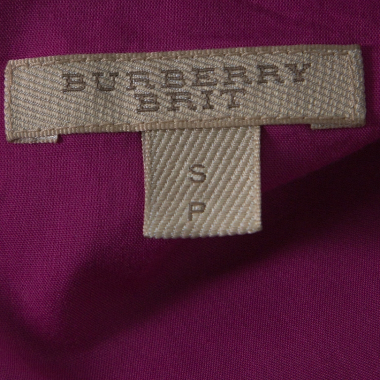 Pre Owned Burberry Fuchsia Pink Nova Check Cotton Half Placket Front Button Shirt S