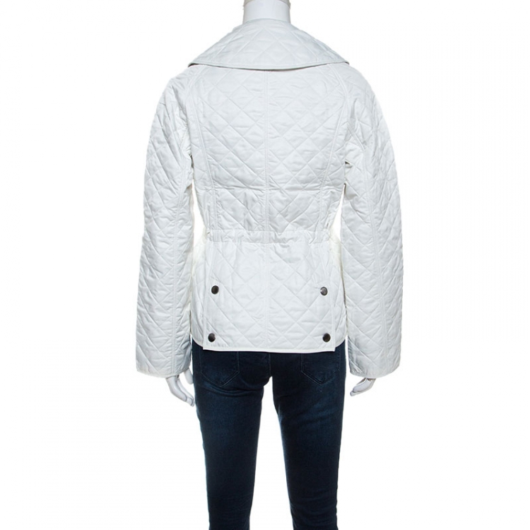 Pre Owned Burberry Brit White Diamond Quilted Jacket S