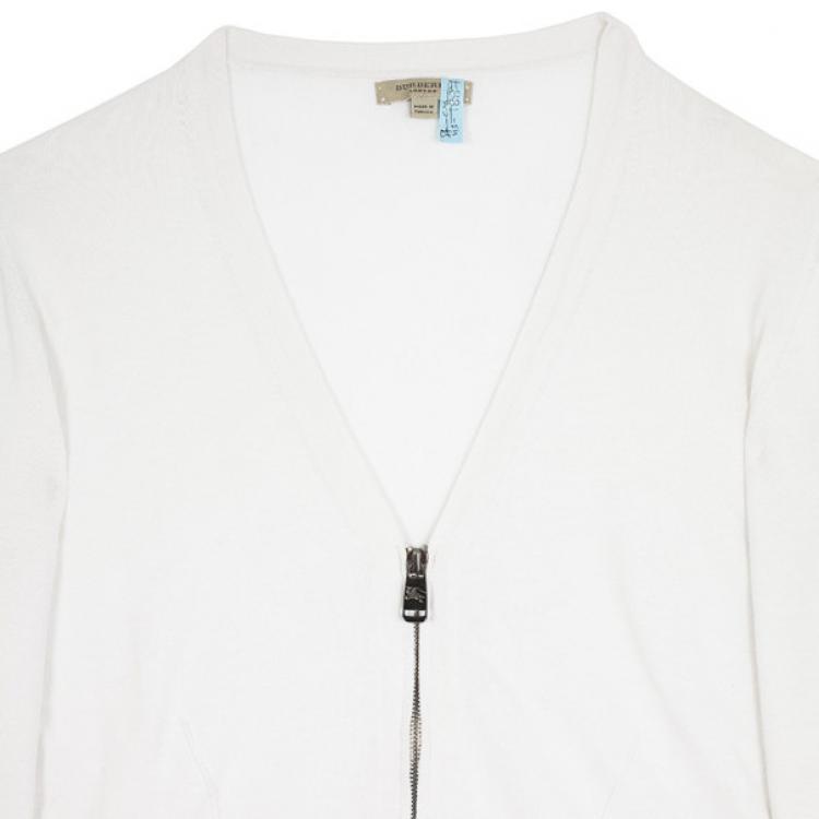 Pre Owned Burberry Check Patch Zip Sweater L