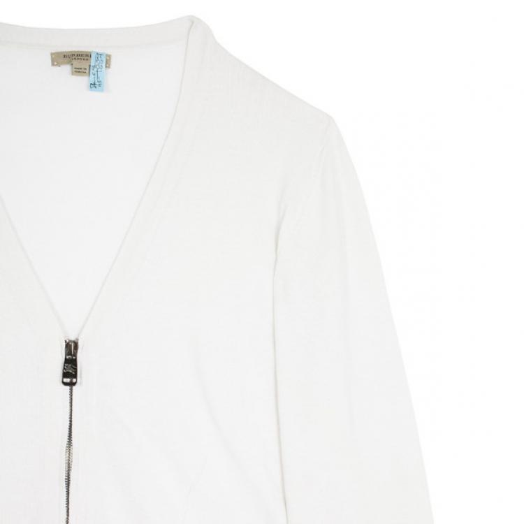 Pre Owned Burberry Check Patch Zip Sweater L