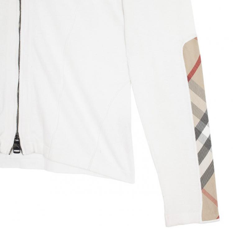 Pre Owned Burberry Check Patch Zip Sweater L