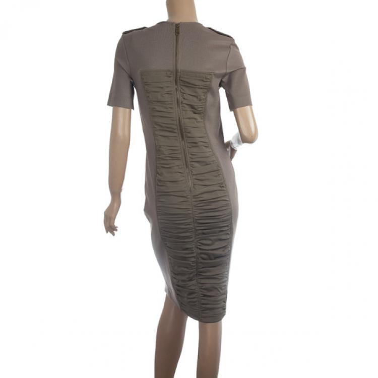Pre Owned Burberry London Front Double Ruched Jersey Dress S