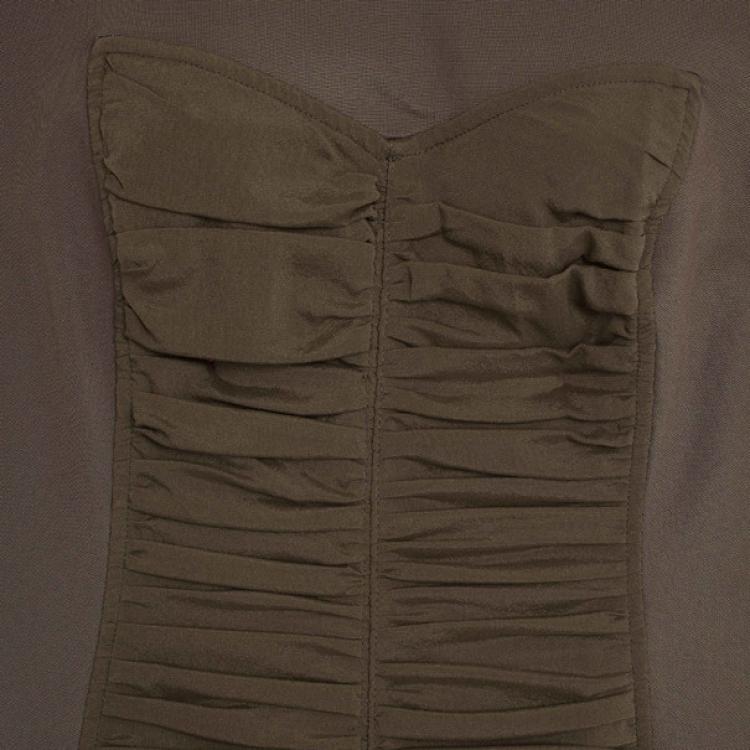 Pre Owned Burberry London Front Double Ruched Jersey Dress S