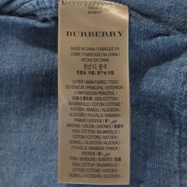 مملوكة مسبقًا Burberry Chambray Blue Pintuck Detail Denim Short Dress S