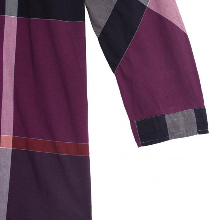 Pre Owned Burberry Brit Purple Exploded Check Woven Shirt S