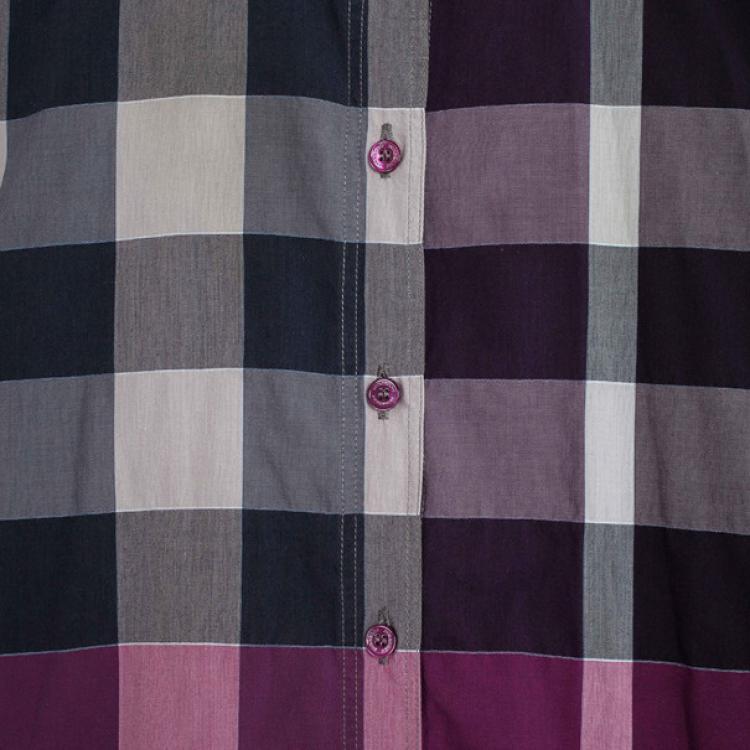 Pre Owned Burberry Brit Purple Exploded Check Woven Shirt S