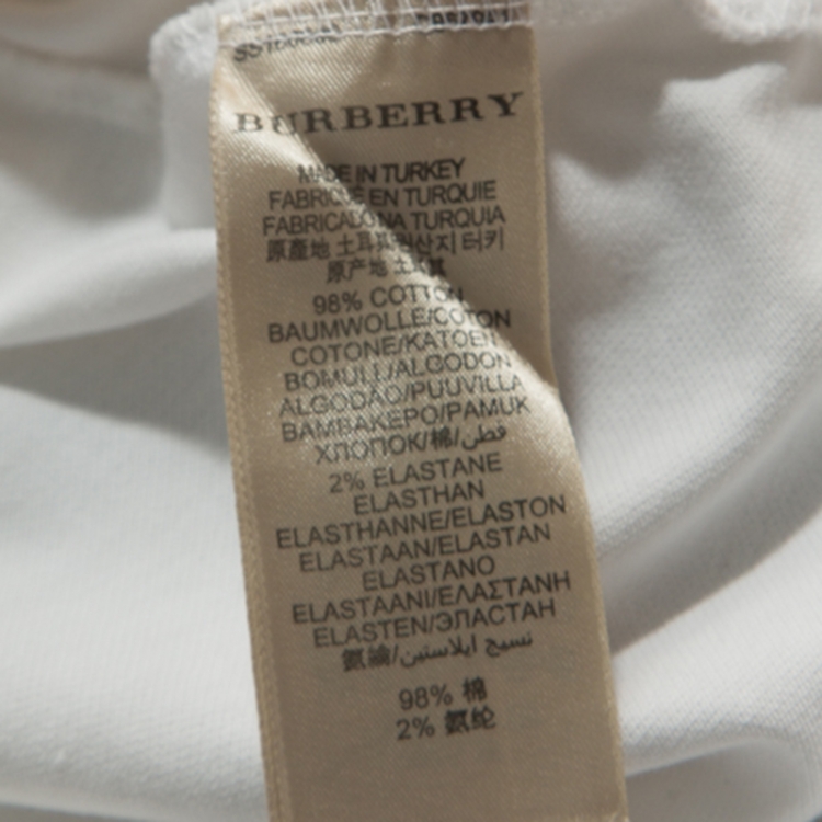 Pre Owned Burberry Brit White Cotton Pique Checked Collar Polo T-shirt S