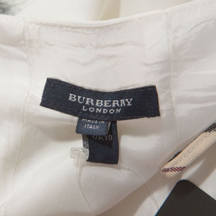 Pre Owned Burberry White Cotton Midi Skirt M