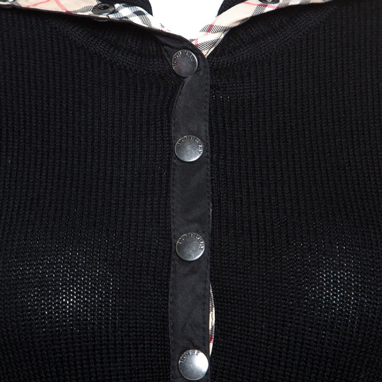 مملوكة مسبقًا Burberry Black Merino Wool Novacheck Trim Sweater XS