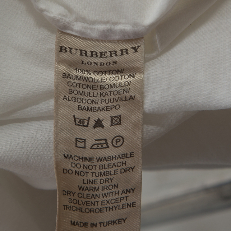 Pre Owned Burberry White Cotton Elasticized Waist Tunic Dress M