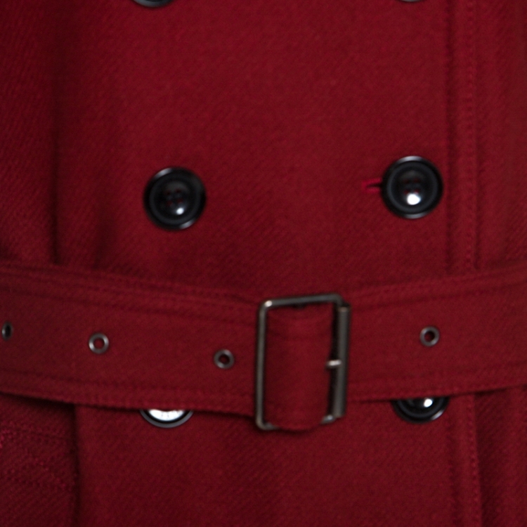 Pre Owned Burberry Brit Red Wool Blend Double Breasted Crombrook Coat M