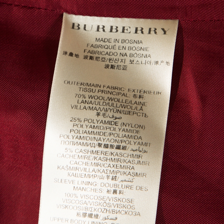 Pre Owned Burberry Brit Red Wool Blend Double Breasted Crombrook Coat M