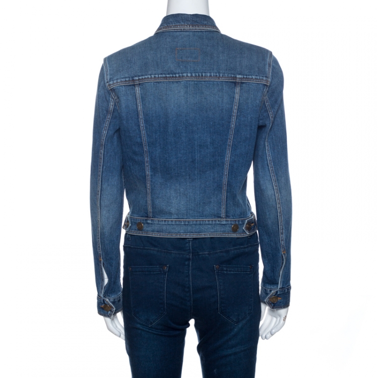 Pre Owned Burberry Brit Indigo Denim Cropped Jacket M