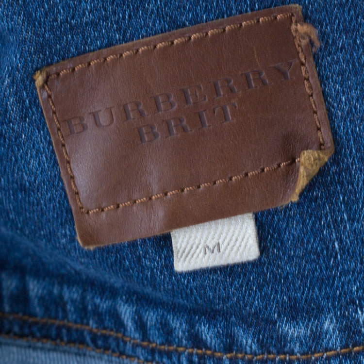 Pre Owned Burberry Brit Indigo Denim Cropped Jacket M