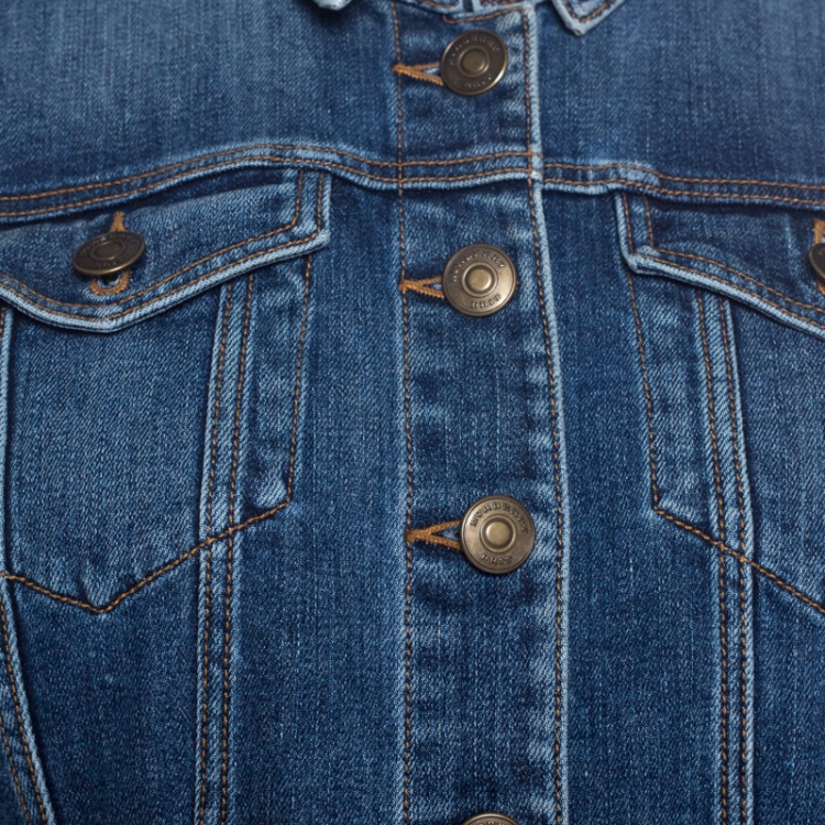 Pre Owned Burberry Brit Indigo Denim Cropped Jacket M