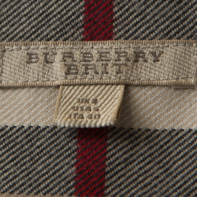 Pre Owned Burberry Brit Beige Checked Wool Double Breasted Shirt Dress S