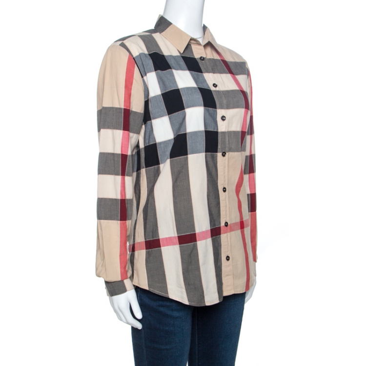 Burberry Brit Beige House Check Cotton Button Front Shirt S Burberry | TLC