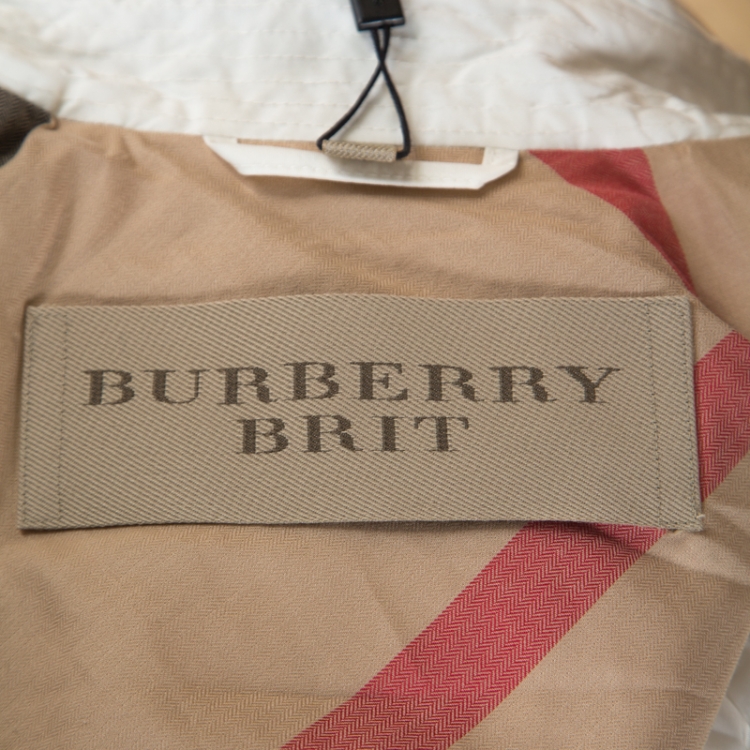 Pre Owned Burberry Brit White Double Breasted Brooksby Trench Coat M