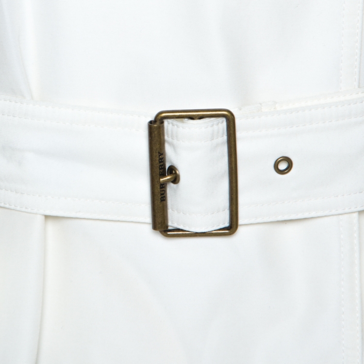 Pre Owned Burberry Brit White Double Breasted Brooksby Trench Coat M