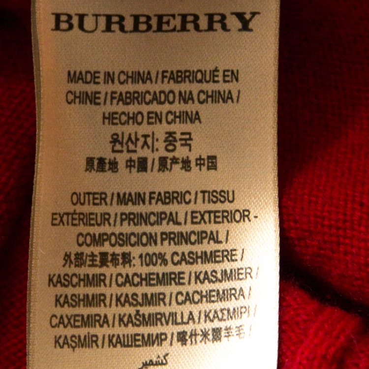 Pre Owned Burberry Red Cashmere Button Detail Sweater M