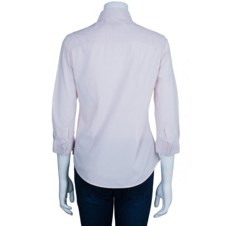 Pre Owned Burberry Pink Novacheck Contrast Button Down Shirt M