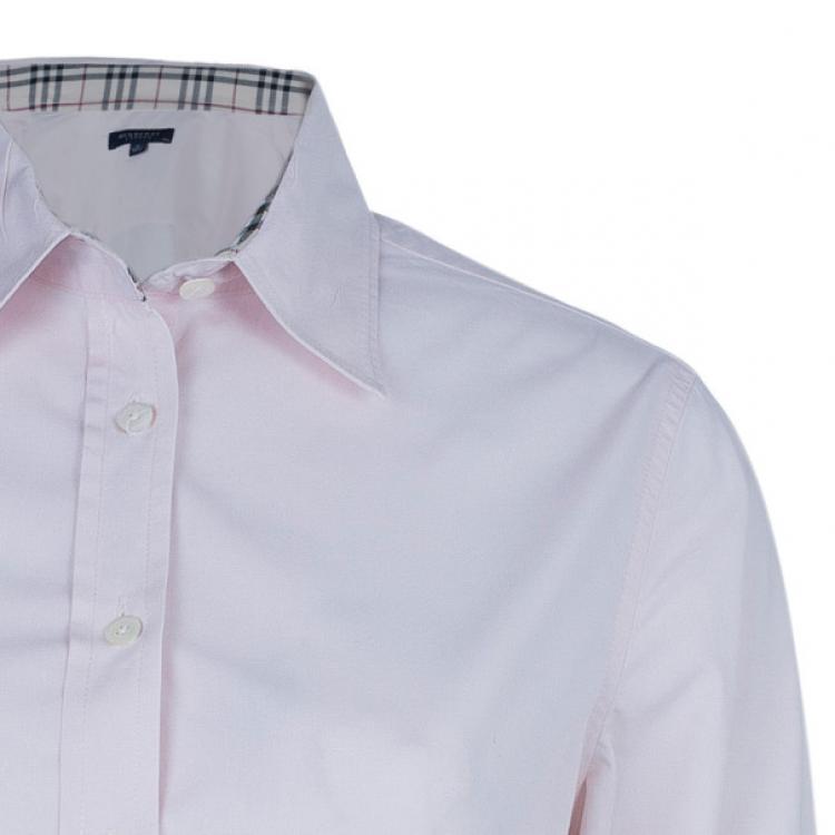 Pre Owned Burberry Pink Novacheck Contrast Button Down Shirt M