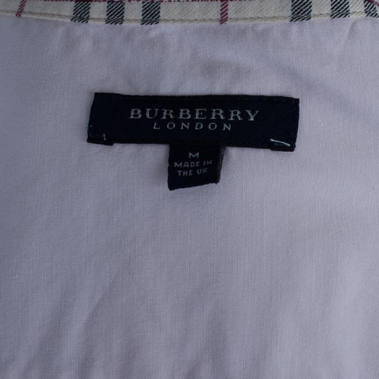 Pre Owned Burberry Pink Novacheck Contrast Button Down Shirt M