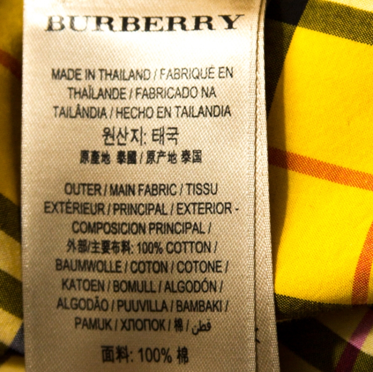 Pre Owned Burberry Yellow Nova Check Cotton Long Sleeve Shirt L