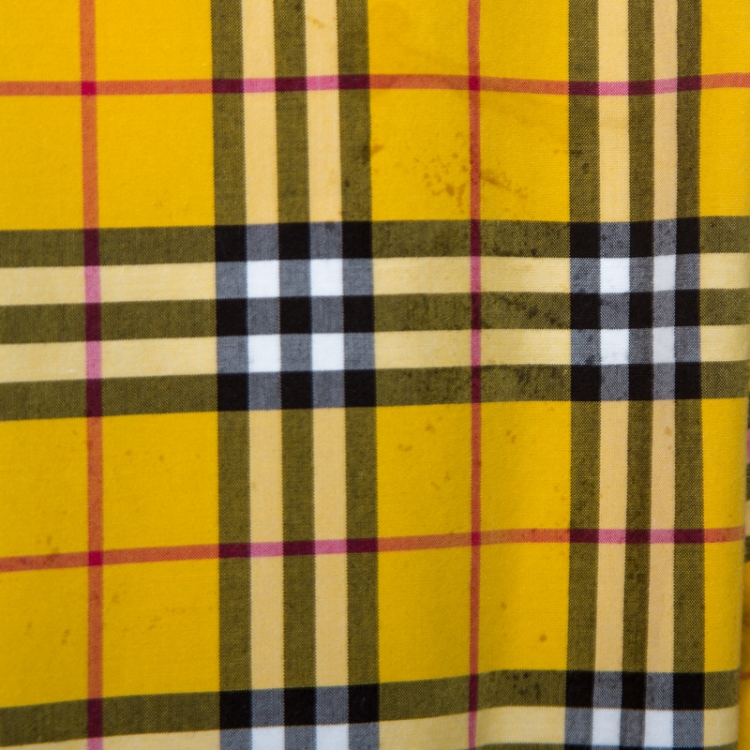 Pre Owned Burberry Yellow Nova Check Cotton Long Sleeve Shirt L