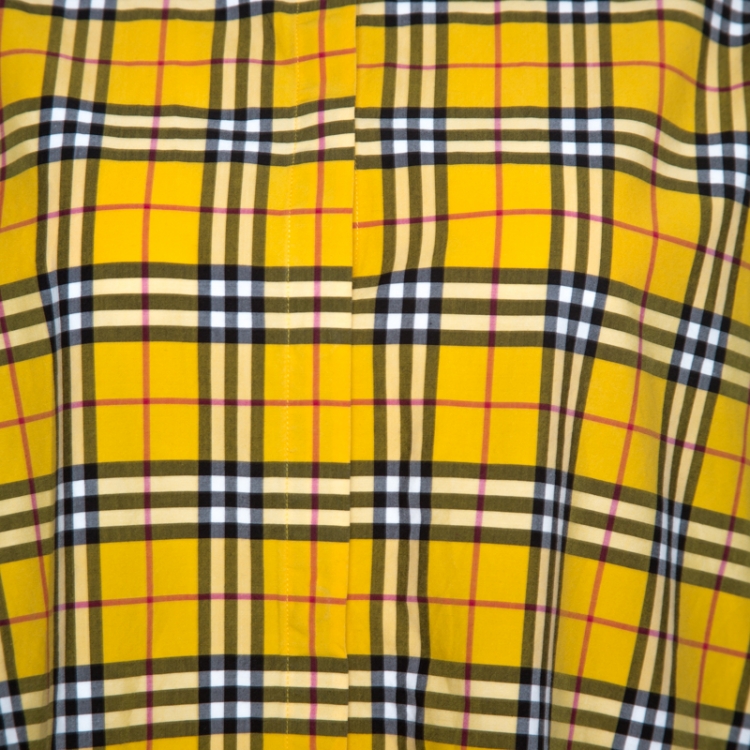 Pre Owned Burberry Yellow Nova Check Cotton Long Sleeve Shirt L