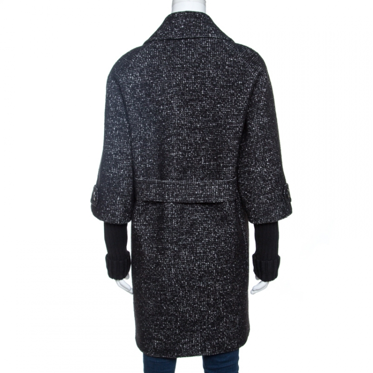مملوكة مسبقًا Burberry Black Tweed Wool Double Breasted Cocoon Coat S