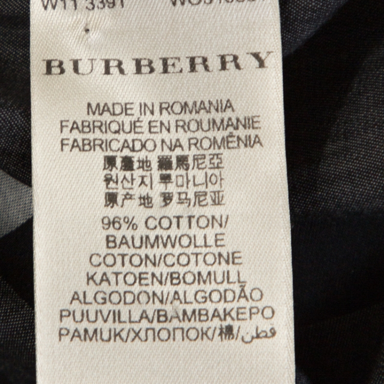 Pre Owned Burberry Grey Nova Check Stretch Cotton Long Sleeve Shirt M