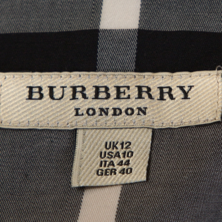 Pre Owned Burberry Grey Nova Check Stretch Cotton Long Sleeve Shirt M