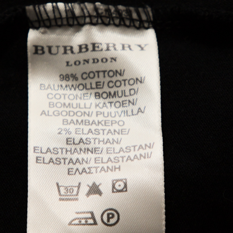 مملوكة مسبقًا Burberry Black Cotton Puff Sleeve Polo T-Shirt XL
