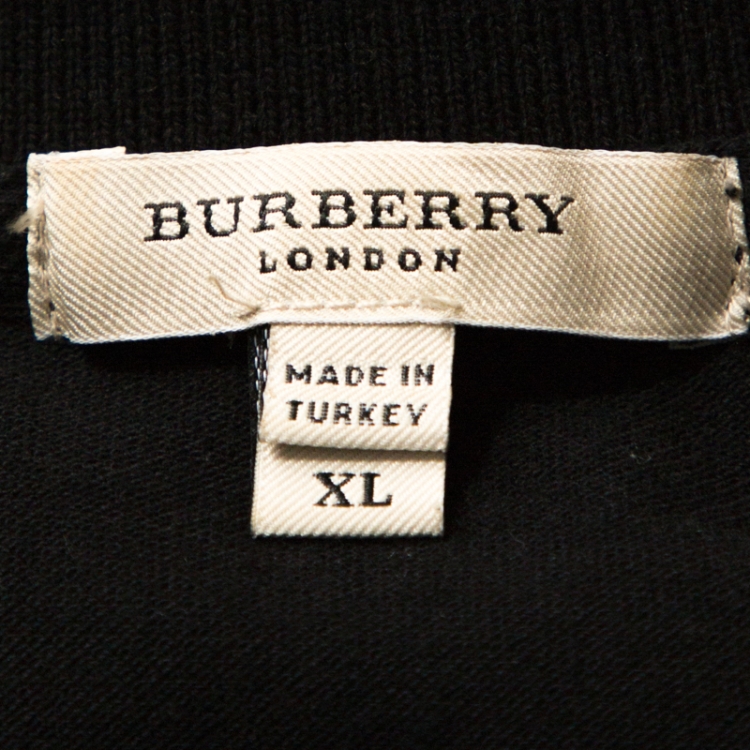 مملوكة مسبقًا Burberry Black Cotton Puff Sleeve Polo T-Shirt XL