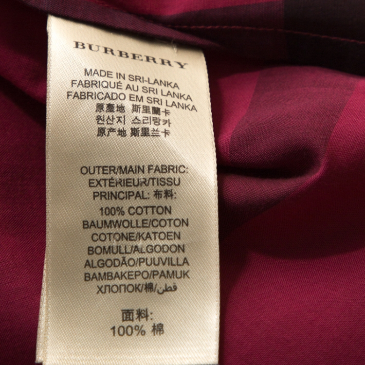 Pre Owned Burberry Brit Fuschia Pink Checked Cotton Gathered Detail Shirt S