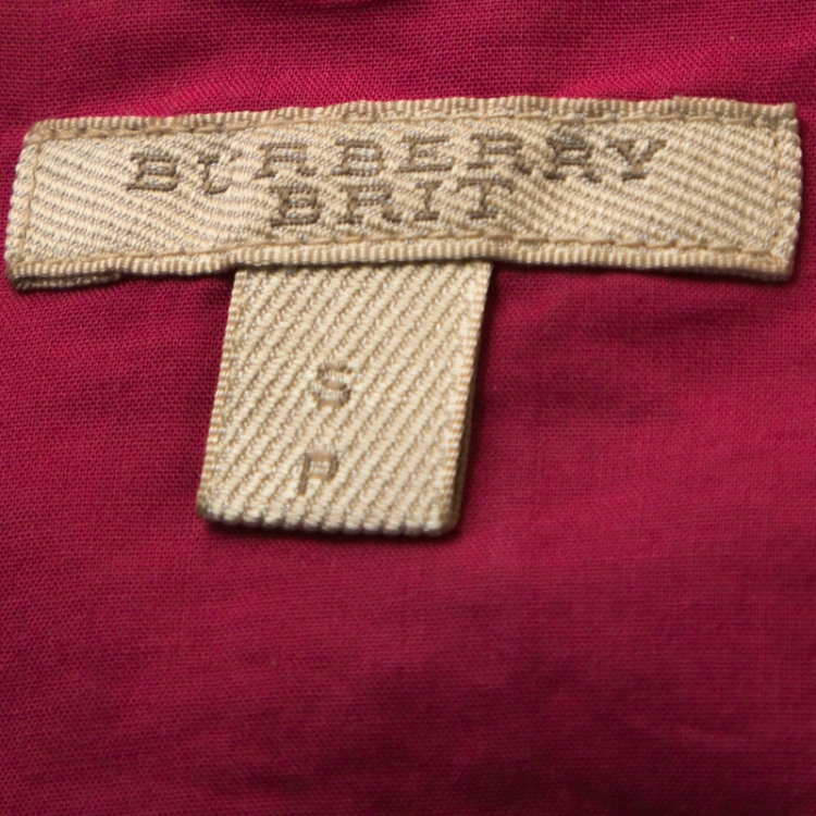 Pre Owned Burberry Brit Fuschia Pink Checked Cotton Gathered Detail Shirt S