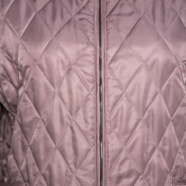 Pre Owned Burberry Pink Diamond Quilted Zip Front Jacket L