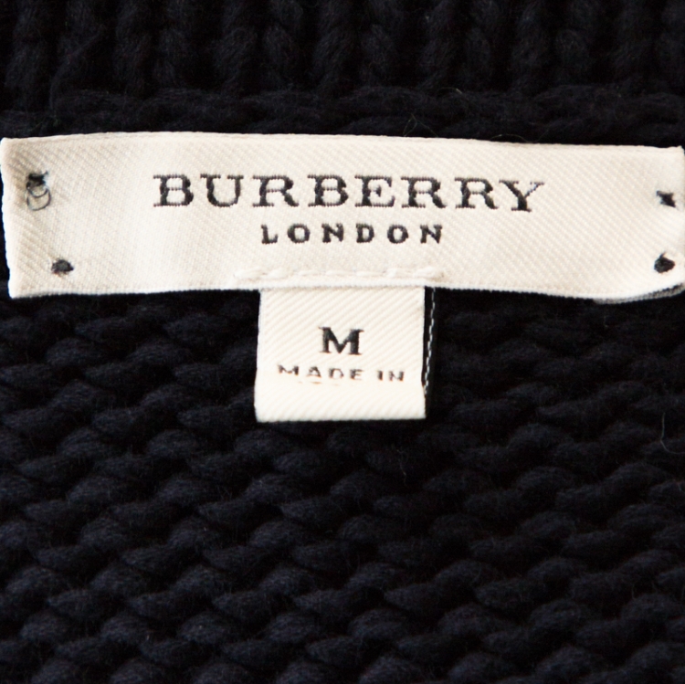 Pre Owned Burberry Black Knit Waist Tie Detail Cardigan M