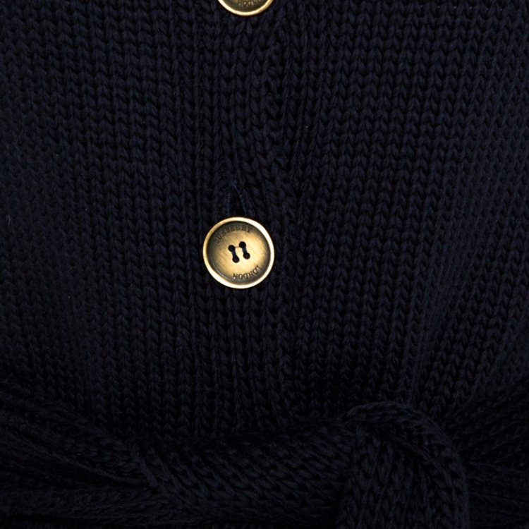 Pre Owned Burberry Black Knit Waist Tie Detail Cardigan M