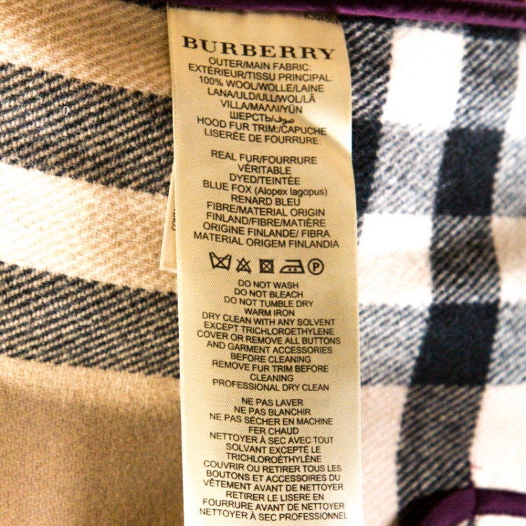 مملوكة مسبقًا Burberry Brit Purple Wool Furlined Duffle Coat M