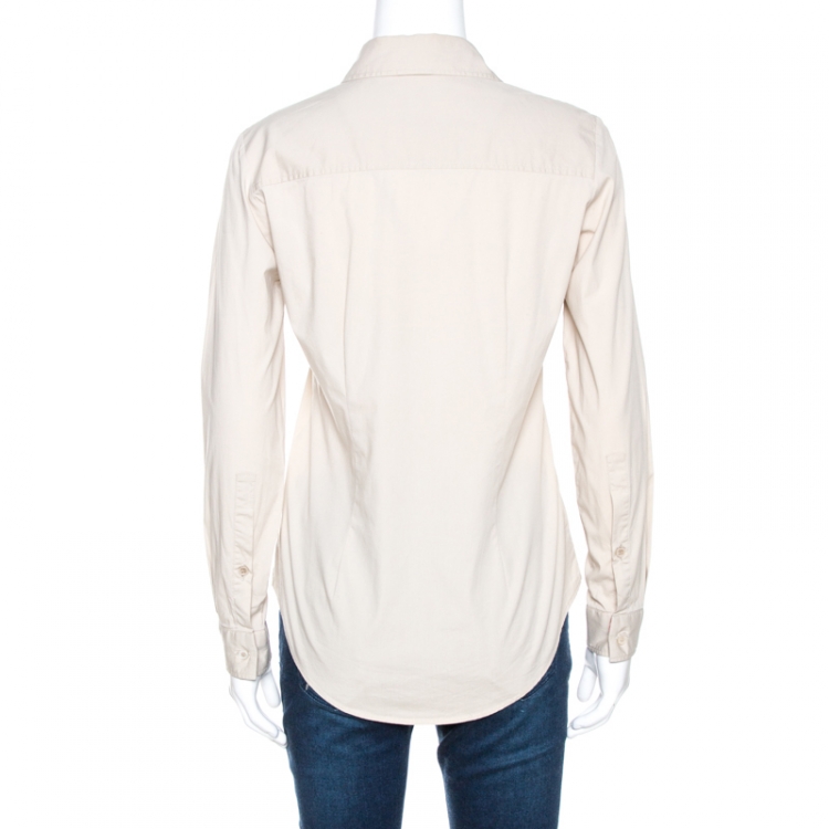 Pre Owned Burberry Brit Beige Novacheck Detail Cotton Shirt S