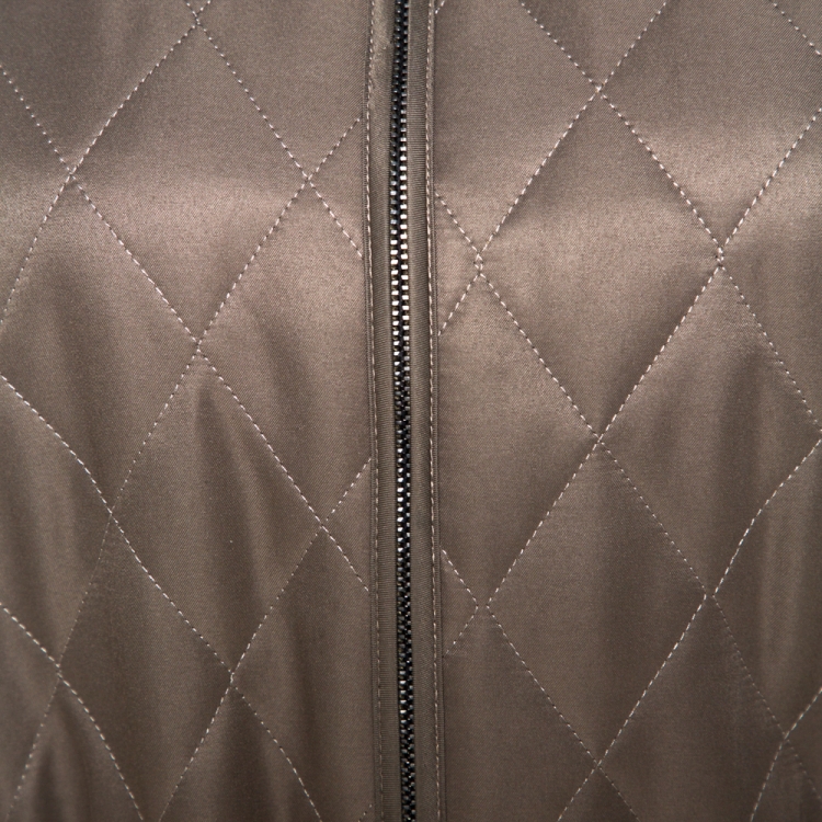 Pre Owned Burberry Olive Green Diamond Quilted Belt Detail Jacket XL