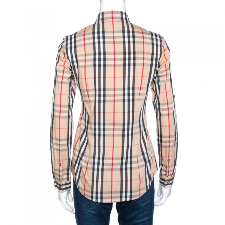 مملوكة مسبقًا Burberry Brit Beige Nova Check Cotton Shirt XS