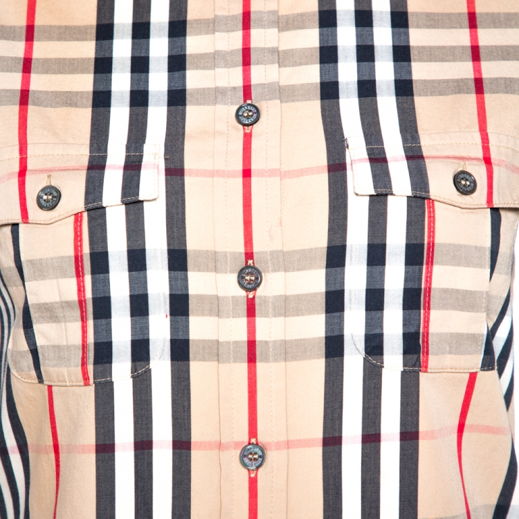 مملوكة مسبقًا Burberry Brit Beige Nova Check Cotton Shirt XS